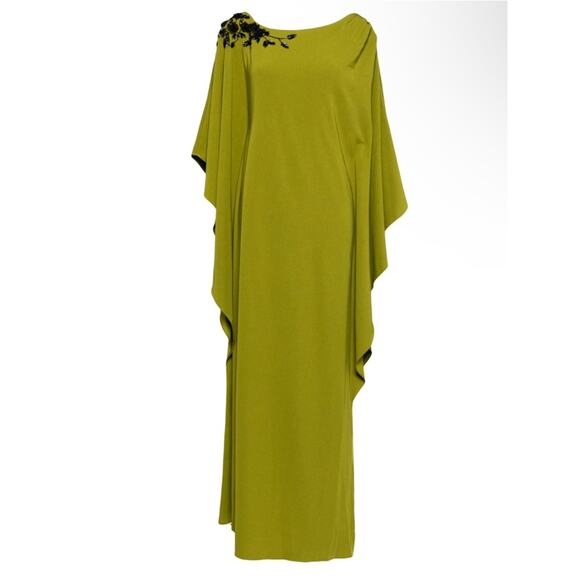 Marchesa Notte Dresses & Skirts - Marchesa EMBROIDERED DRAPED KAFTAN Size 12 NWT Olive